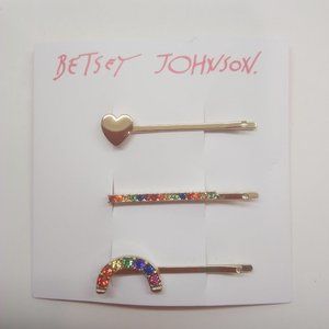 Betsey Johnson New 3 Bobby Pins with Designs